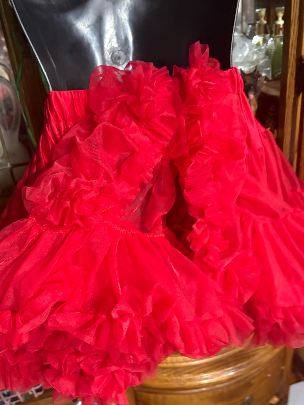Tutu Couture red tiered tulle tutu petticoat skirt  voluminous ruffled layers - Picture 4 of 12